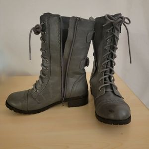 Soda Gray Zip Up Combat Boots